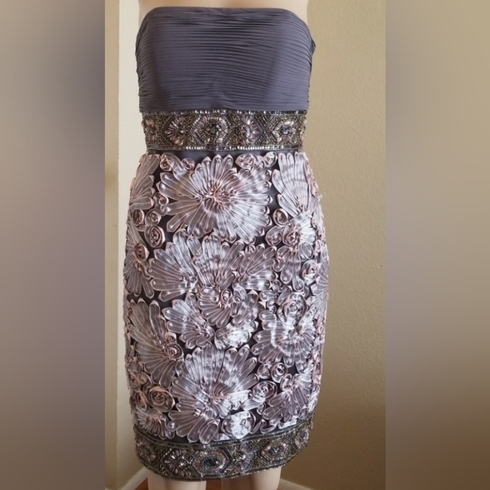SUE WONG Nocturne Bead and Ribbon Strapless dress sz 2 Nwot extra beading Nwt